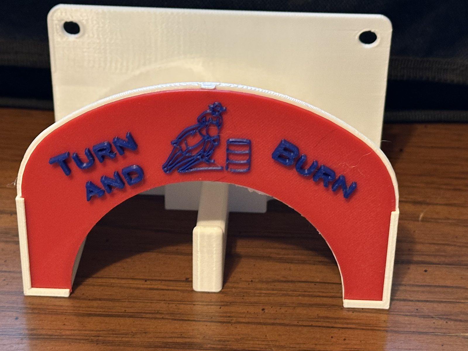 3D-printed halter and bridle holder designed for barrel racing barn use